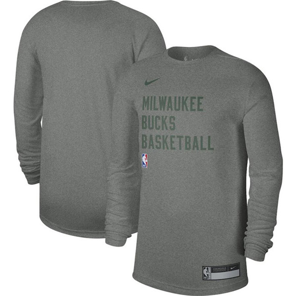 Men's Milwaukee Bucks Gray 2023/24 Legend On-Court Practice Long Sleeve T-Shirt